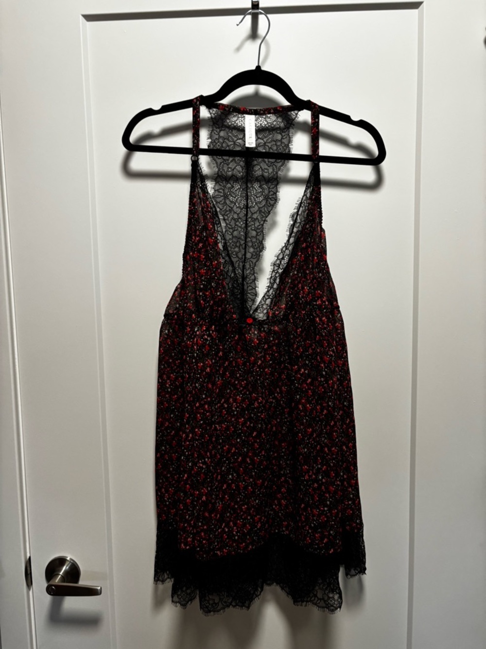 Cacique Black & Red Floral Lace-Trimmed Camisole